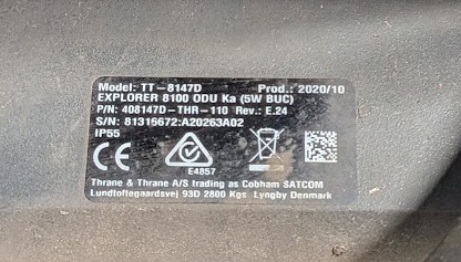 Cobham Explorer 8100 model TT-8147D 1M Drive-Away antenna system